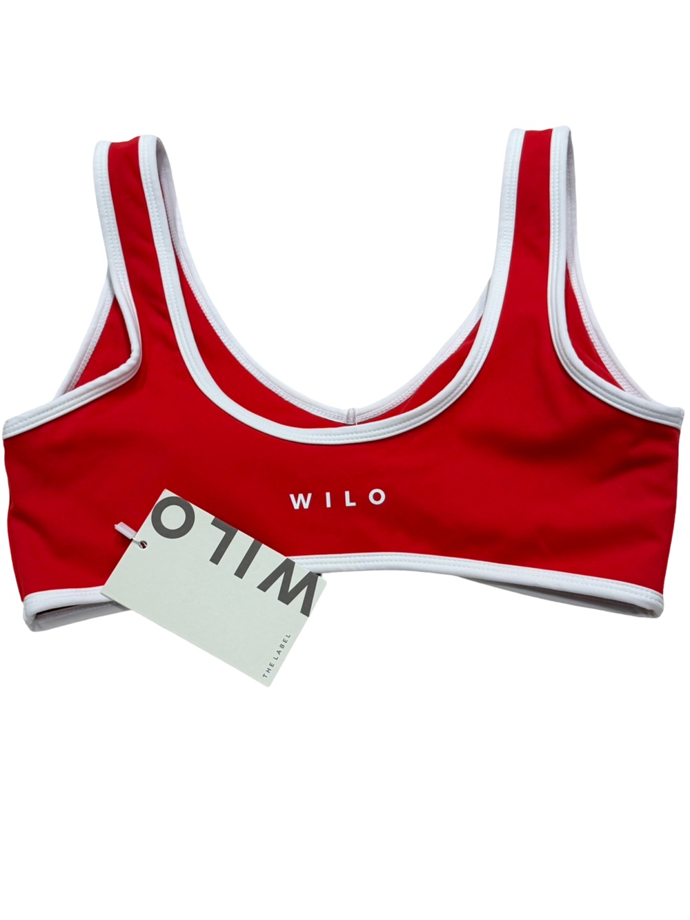 Wilo The Label White Contrast Trim Red Sports Bra & Biker Short Set M NWT - Picture 4 of 8